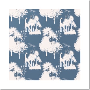 Blue Backround Safari Toile Posters and Art